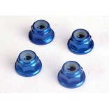 PORCA RODA ALUMÍNIO FLANGE SERRILHADA AZUL 4MM JOGO 4P SLASH 2WD VXL / STAMPED ETC TRAXXAS TRAX 1747R